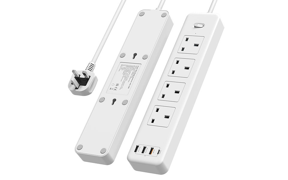 804KD-PQ30 UK Smart Extension 4 Socket 4 USB Hub Ouliyo Smart Power Strip fast