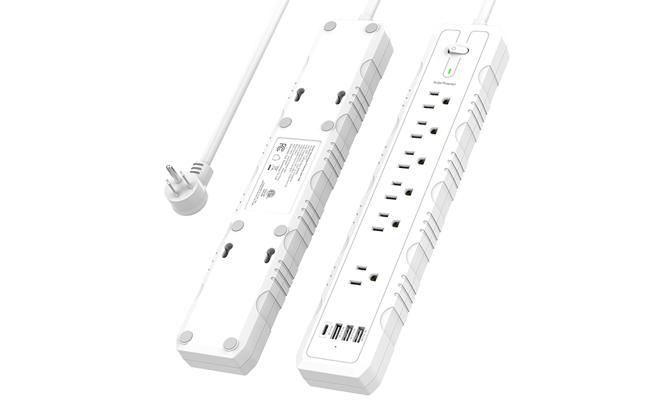 806SD-3A1C Portable Power Strip 4 5 6 outlets USB C charging ports safety
